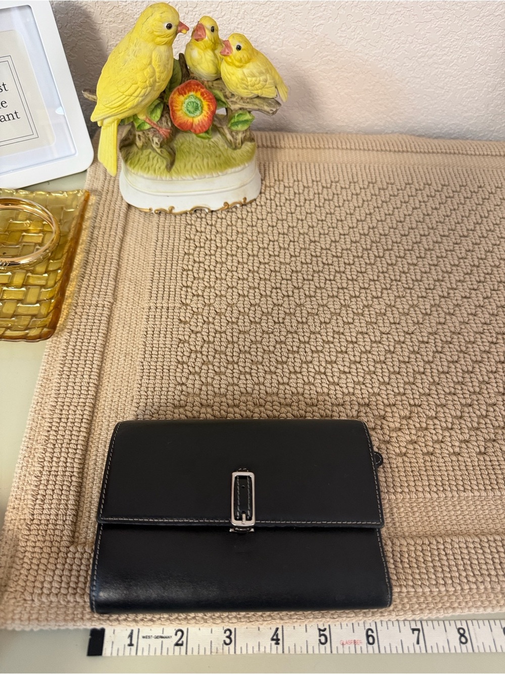 Coach Black Leather Buckle Checkbook Wallet Red Interior Made in Spain